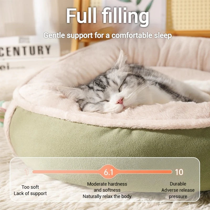 Winter Pet Bed – Warm Suede Cat & Dog Nest with Washable Pad