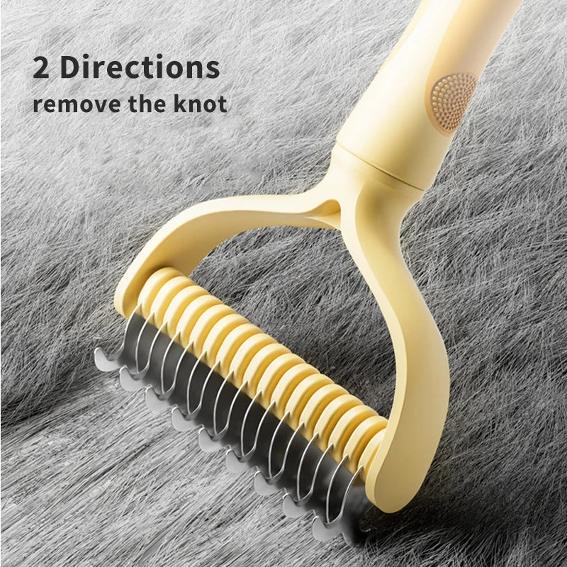 Double-Sided Pet Brush – Cat & Dog Fur Knot Cutter Comb