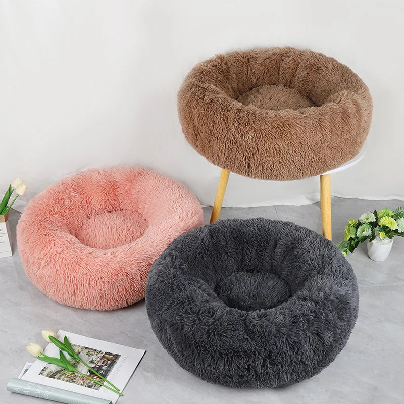 Plush Pet Nest – Warm Detachable Round Bed for Cats & Dogs