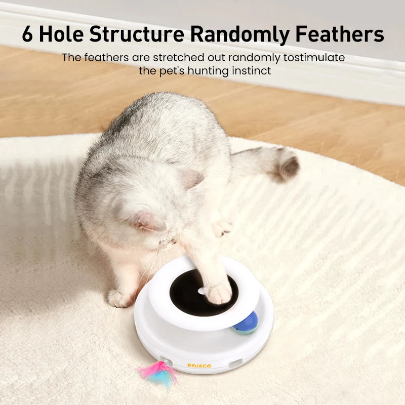 2-in-1 Smart Cat Toy – Automatic Feather & Rolling Ball Set